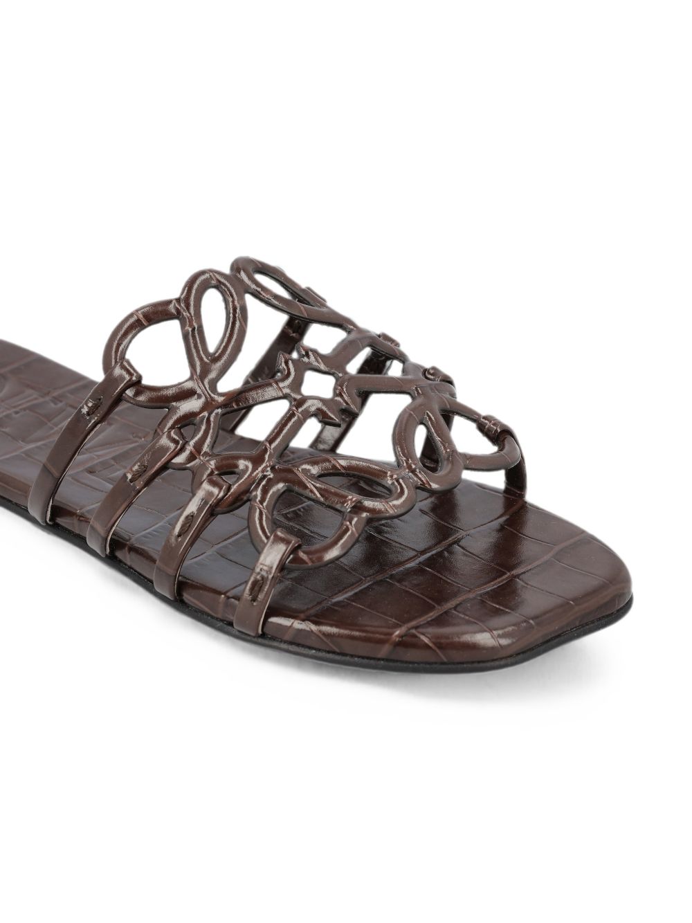 Loewe Petal Anagram Flat Sandals — Dark Brown