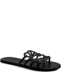 Loewe Petal Anagram Leather Sandals — Black
