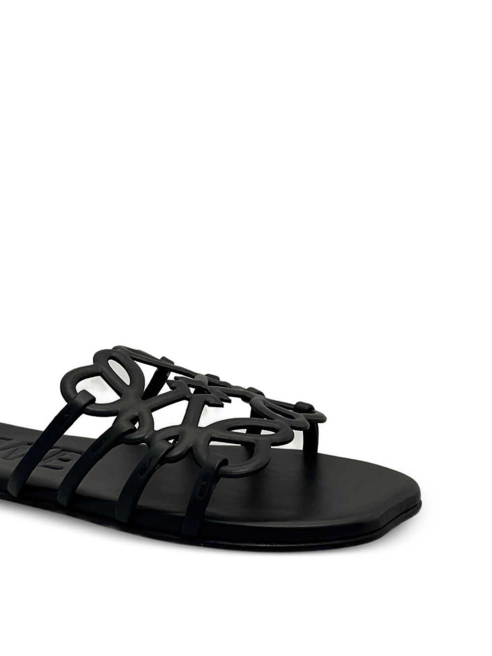 Loewe Petal Anagram Leather Sandals — Black