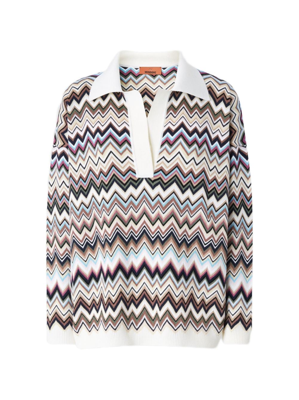 Missoni Zig Zag Motif Polo Shirt — White