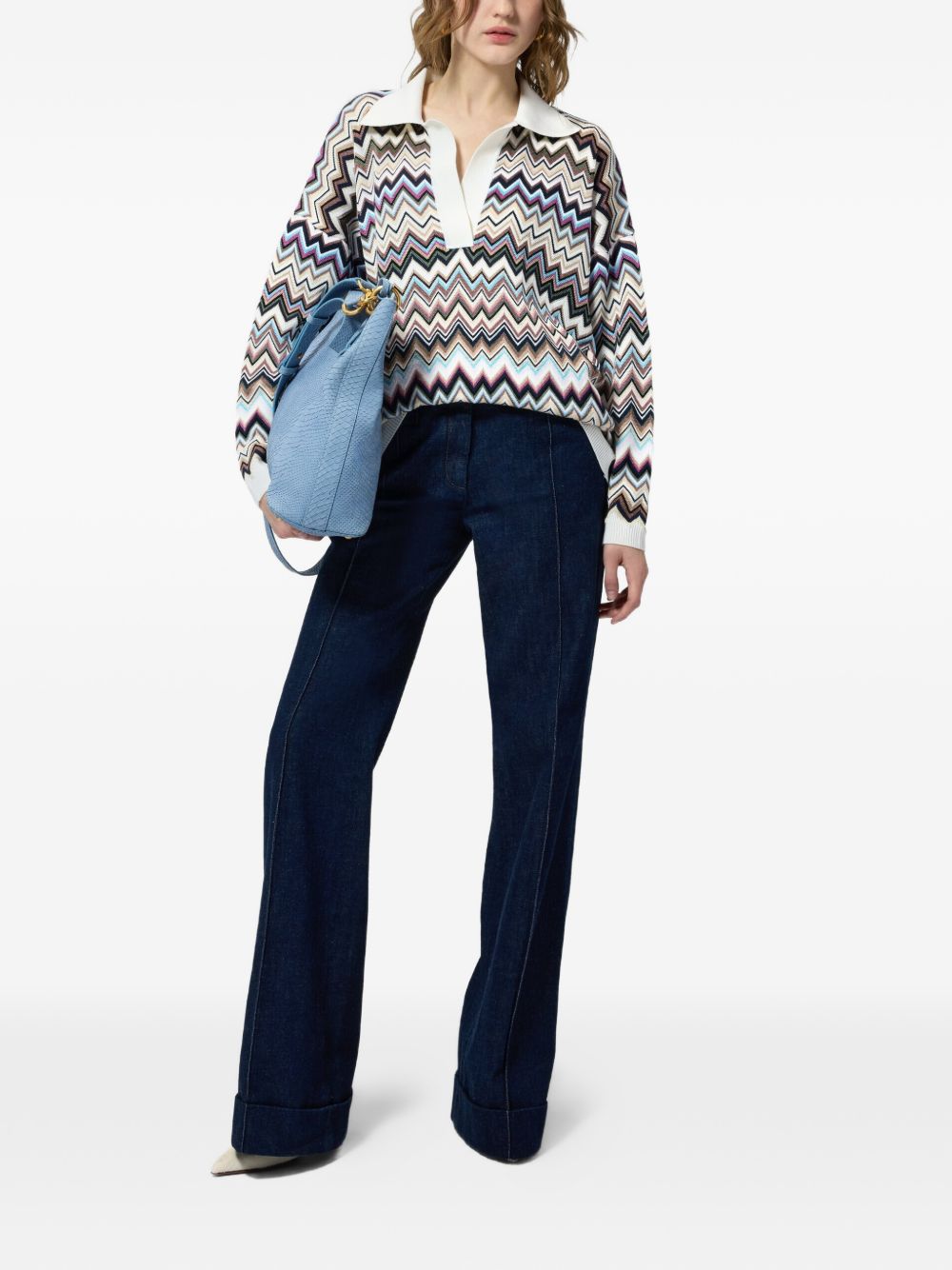 Missoni Zig Zag Motif Polo Shirt — White