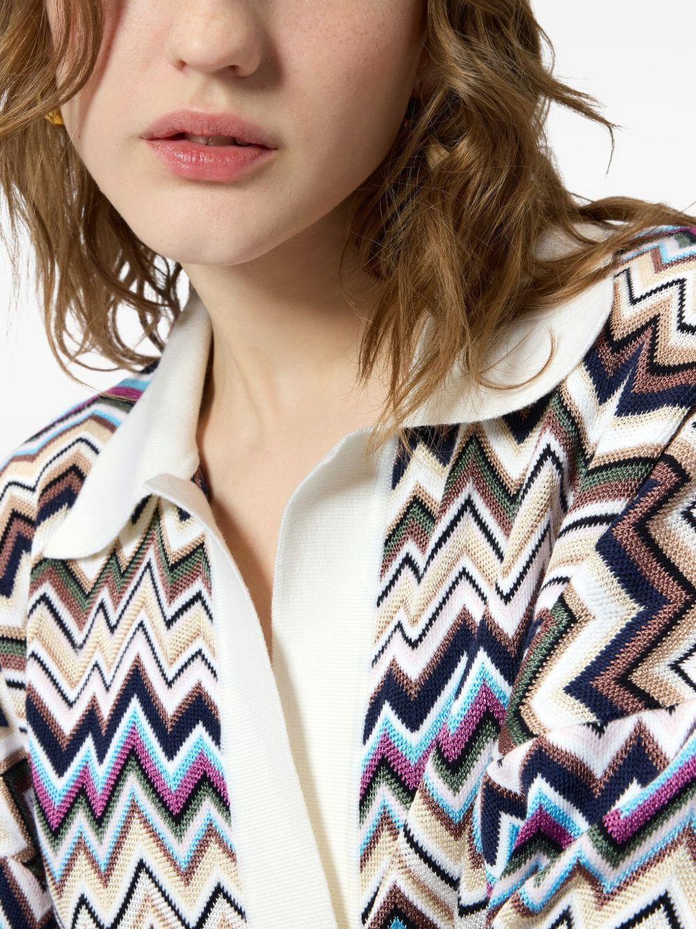Missoni Zig Zag Motif Polo Shirt — White