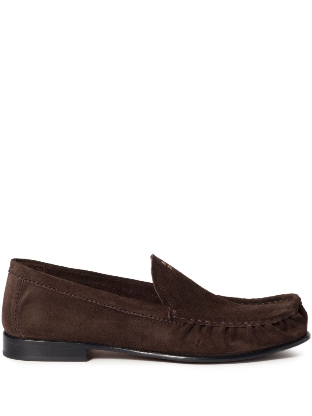 Miu Miu Suede Leather Loafers — Dark Brown