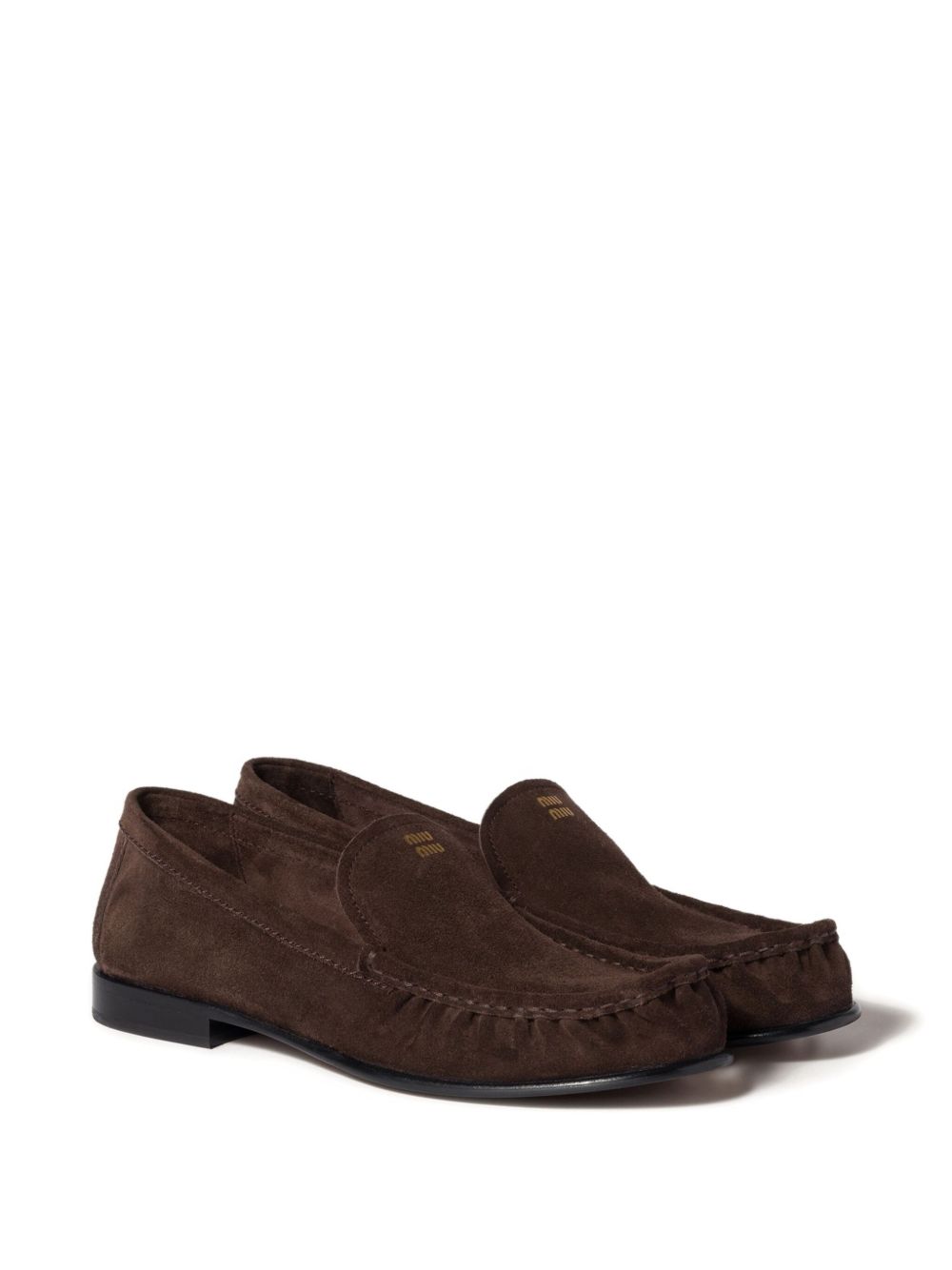 Miu Miu Suede Leather Loafers — Dark Brown
