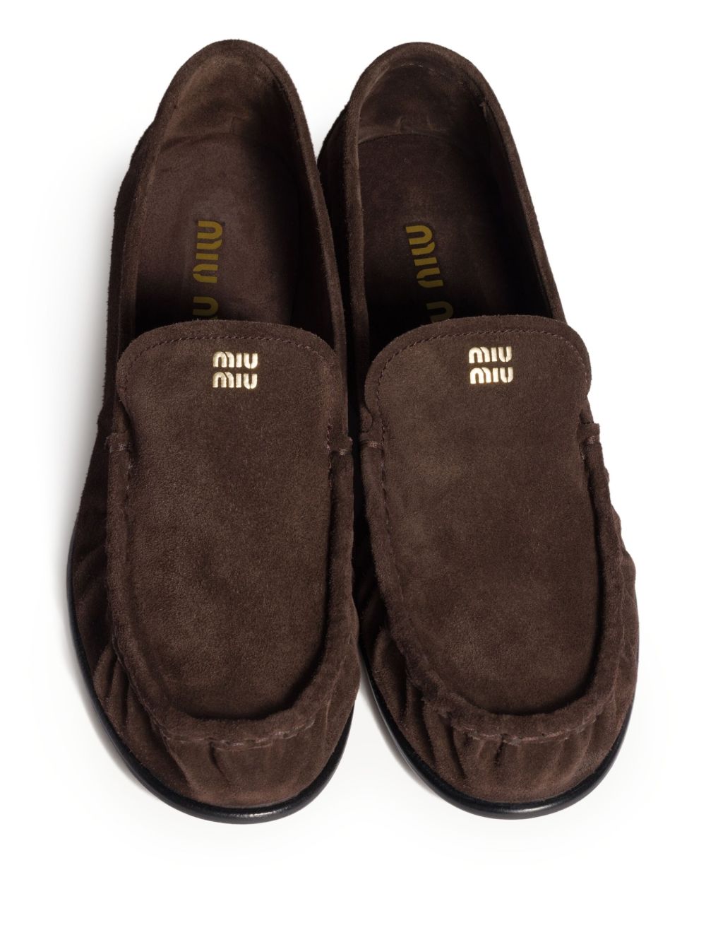 Miu Miu Suede Leather Loafers — Dark Brown