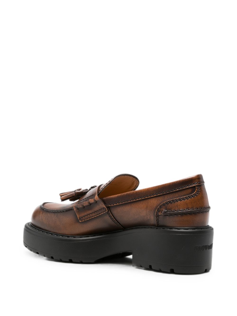 Miu Miu Leather Loafers — Brown