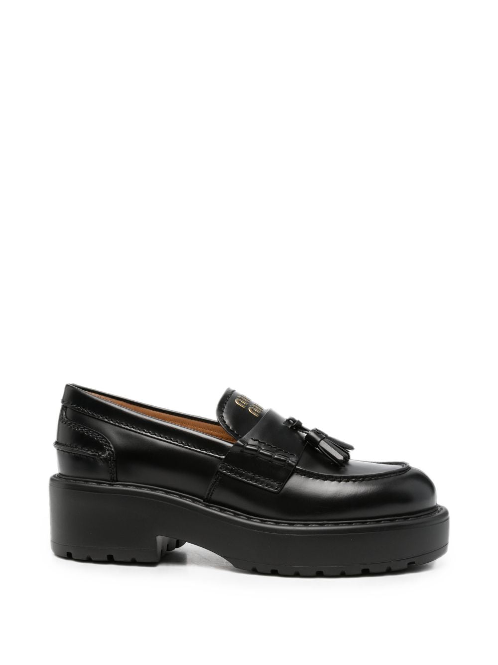 Miu Miu Leather Loafers — Black