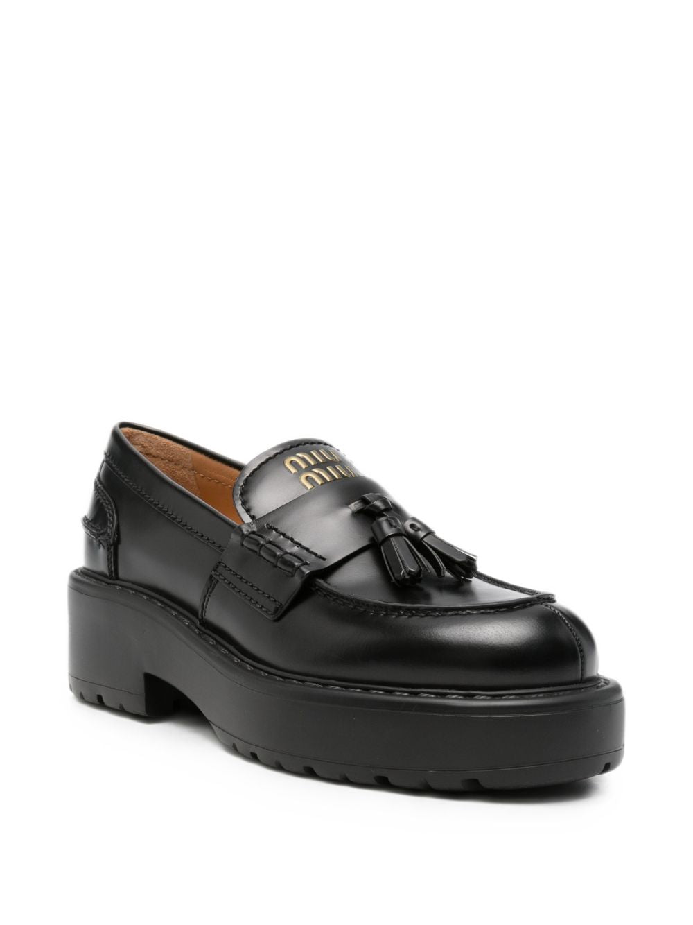 Miu Miu Leather Loafers — Black