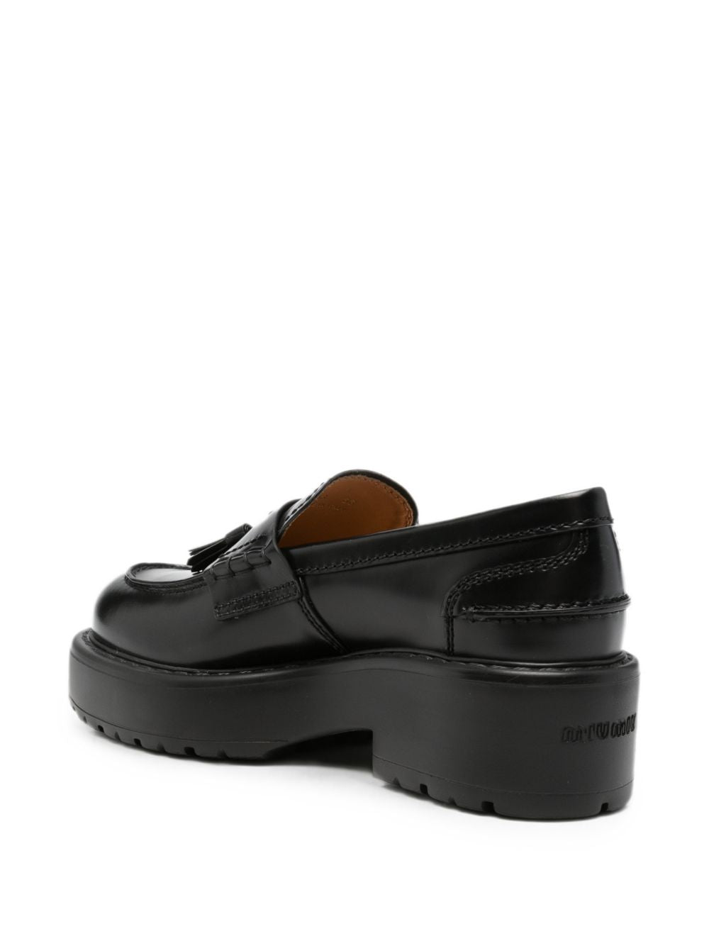 Miu Miu Leather Loafers — Black