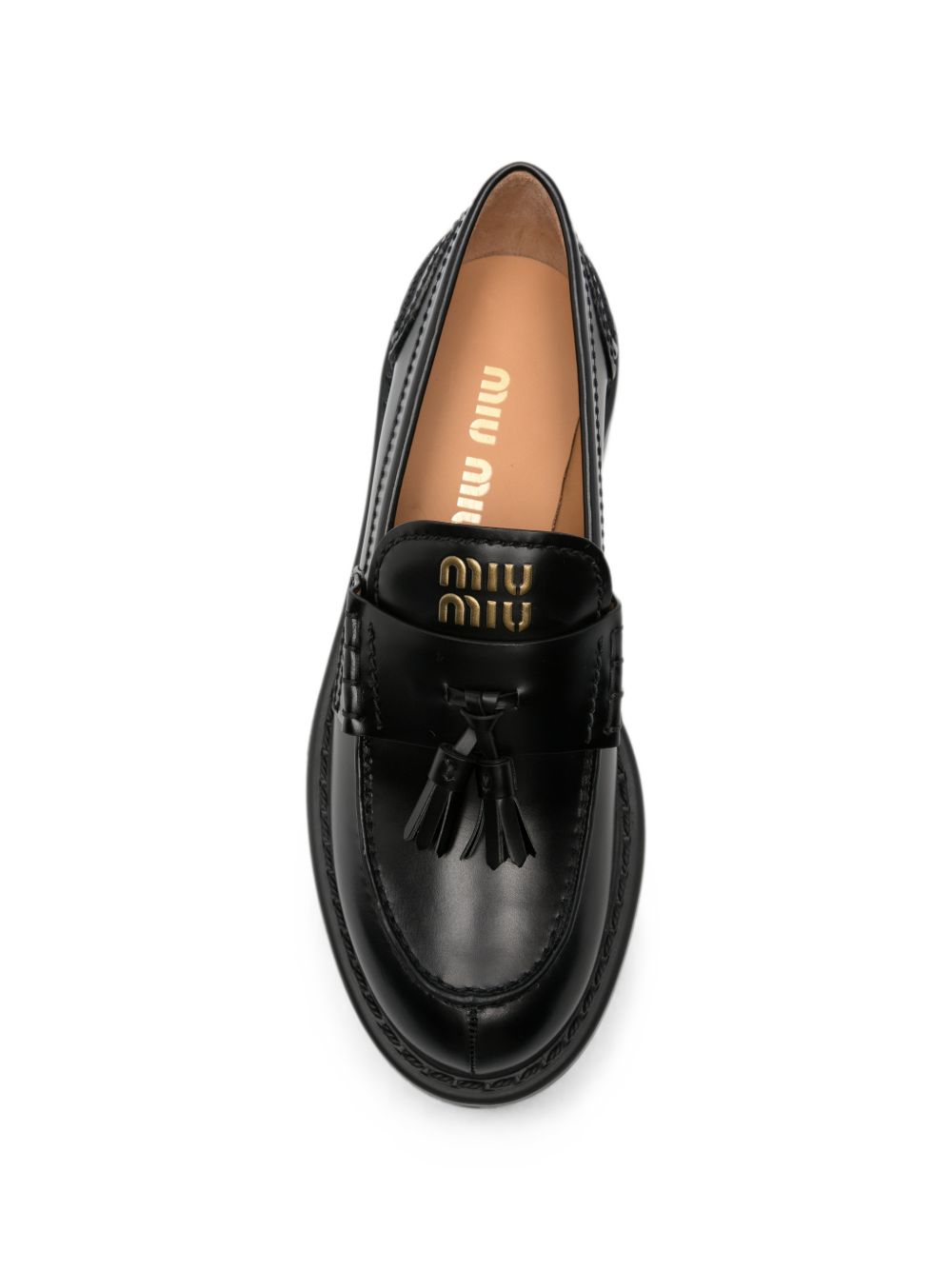 Miu Miu Leather Loafers — Black