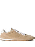 Miu Miu Plume Suede Leather Sneakers — Sand Beige