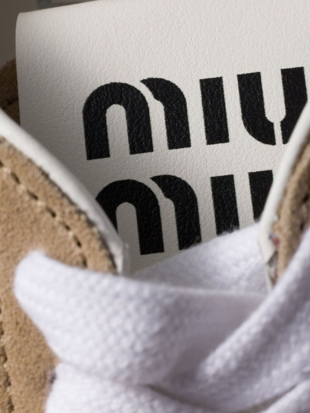 Miu Miu Plume Suede Leather Sneakers — Sand Beige