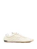 Miu Miu Plume Nylon and Leather Sneakers — Ecru