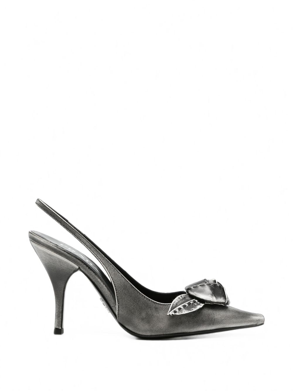 Prada Leather Slingback Pumps — Grey Metallic