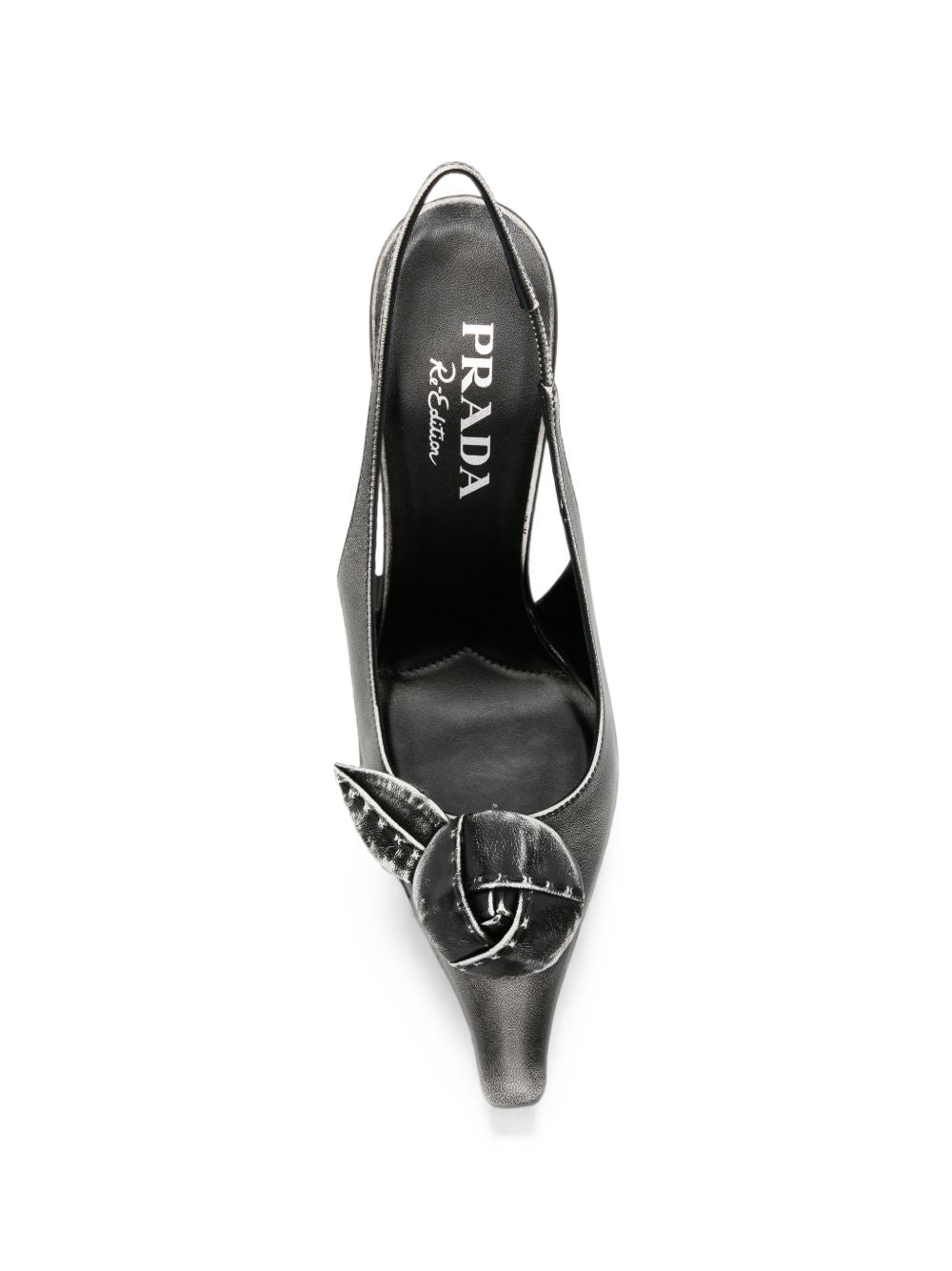 Prada Leather Slingback Pumps — Grey Metallic
