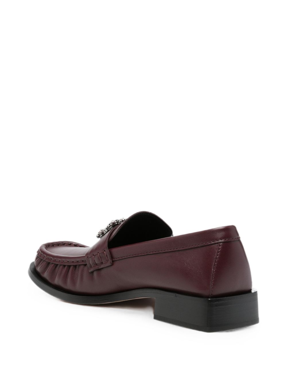 Roger Vivier Viv' Moc Strass Leather Loafers — Purple
