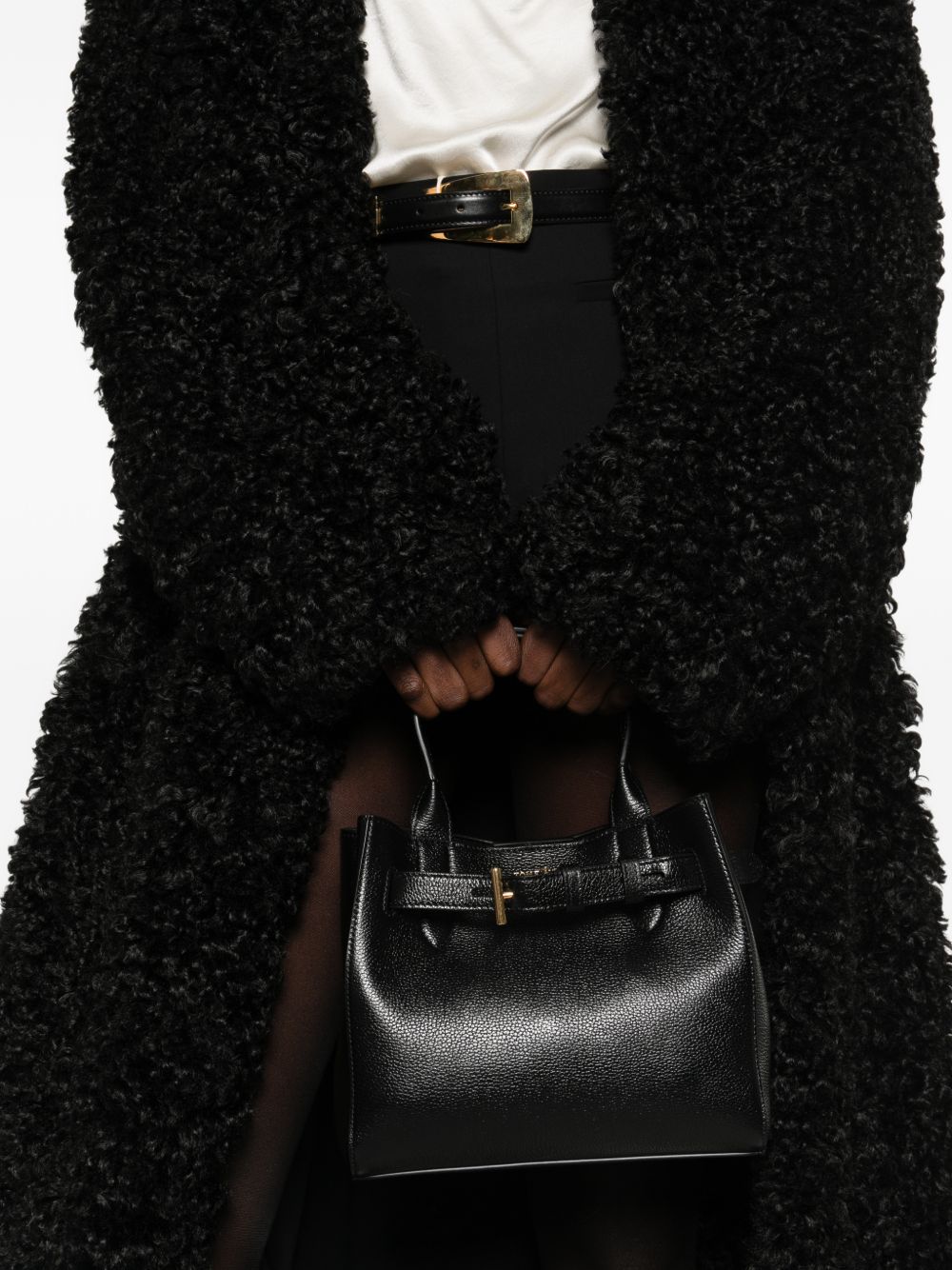 Tom Ford Audrey Small Leather Tote — Black