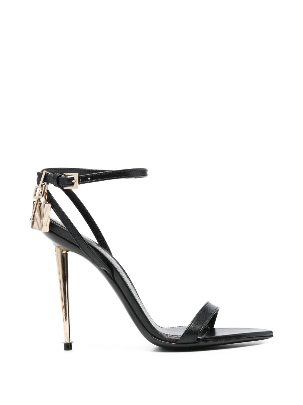 Tom Ford Padlock Leather Heel Sandals — Black