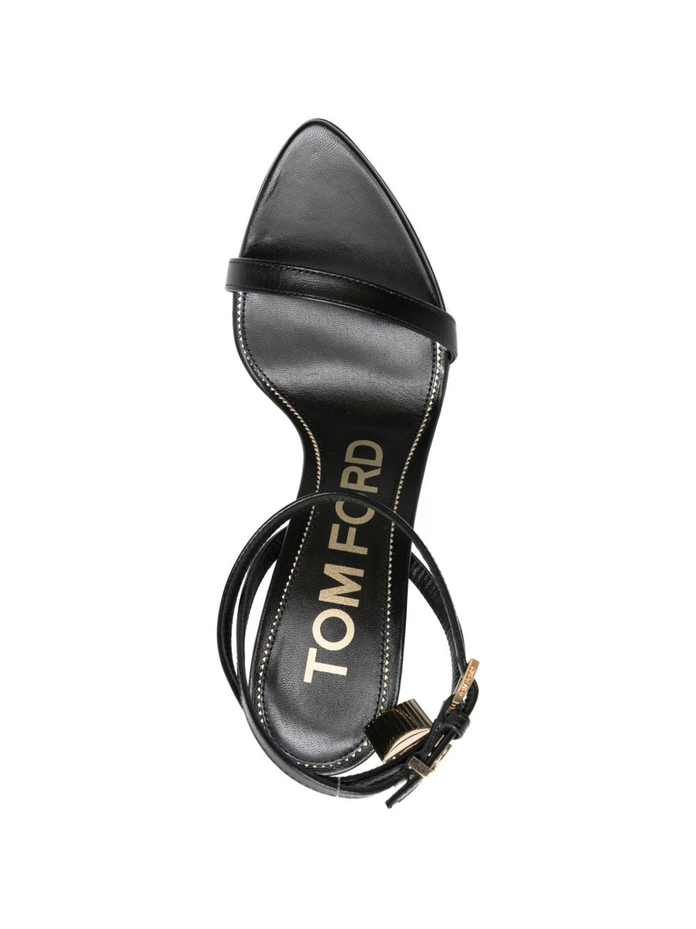 Tom Ford Padlock Leather Heel Sandals — Black