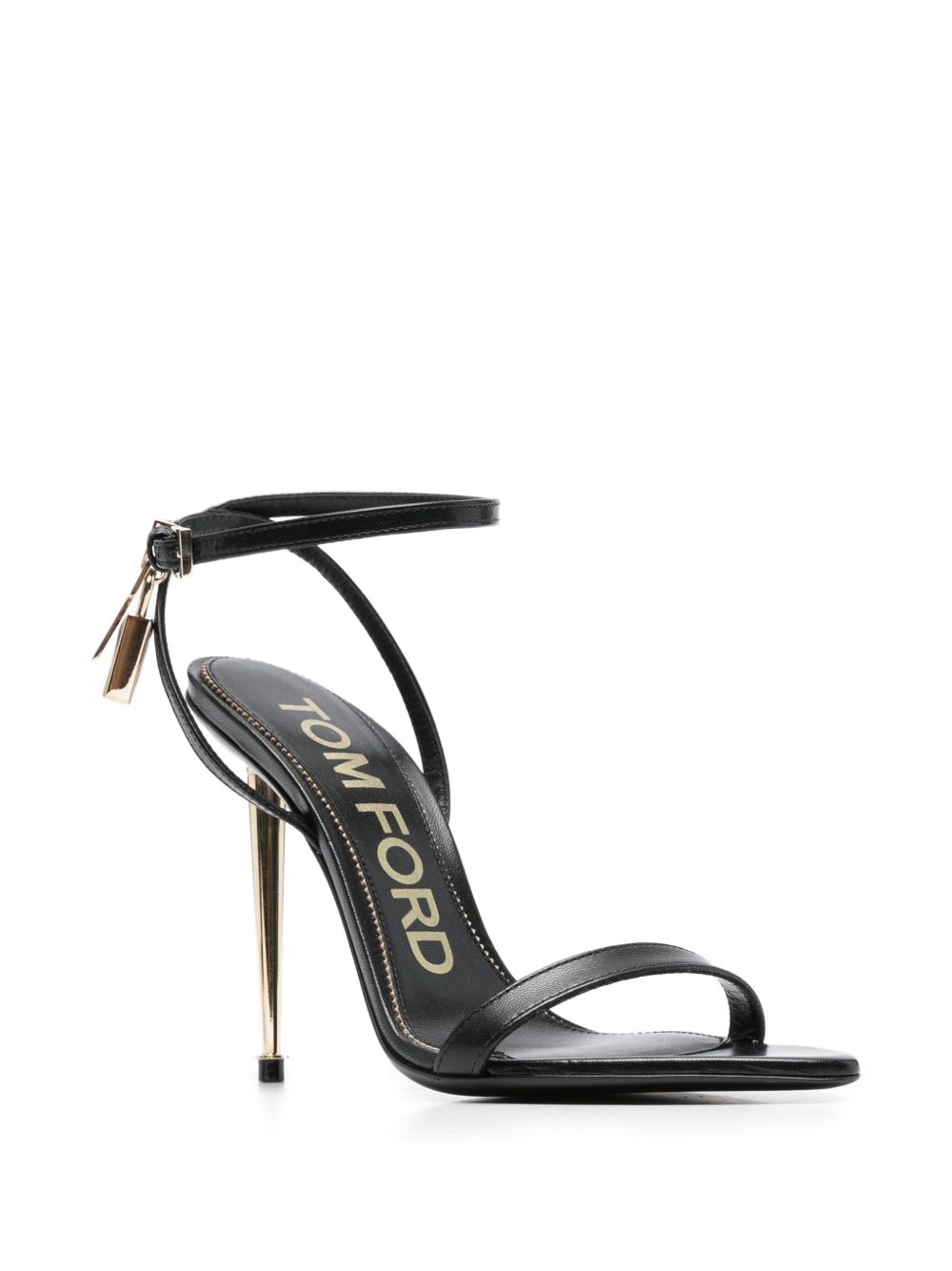 Tom Ford Padlock Leather Heel Sandals — Black