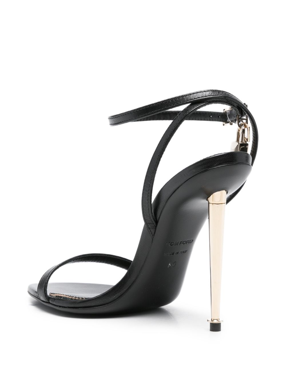 Tom Ford Padlock Leather Heel Sandals — Black