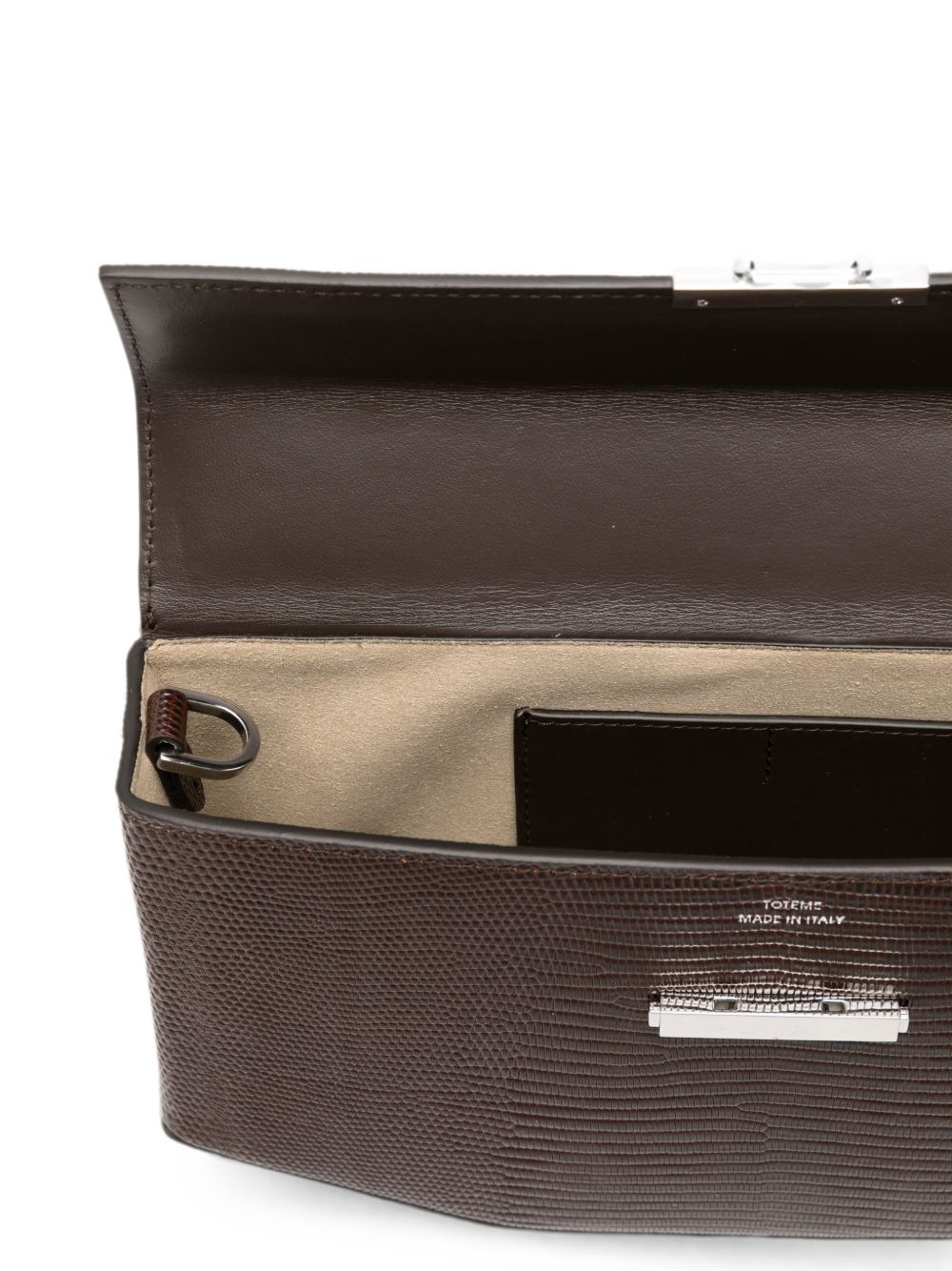 Toteme Clip Leather Shoulder Bag — Brown