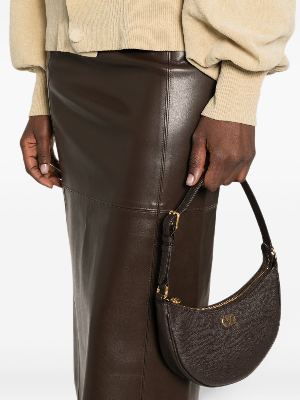 Valentino Garavani VLogo Signature Leather Mini Bag — Brown