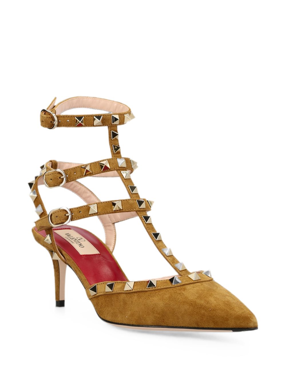 VALENTINO GARAVANI Rockstud Leather Pumps - Havana Beige