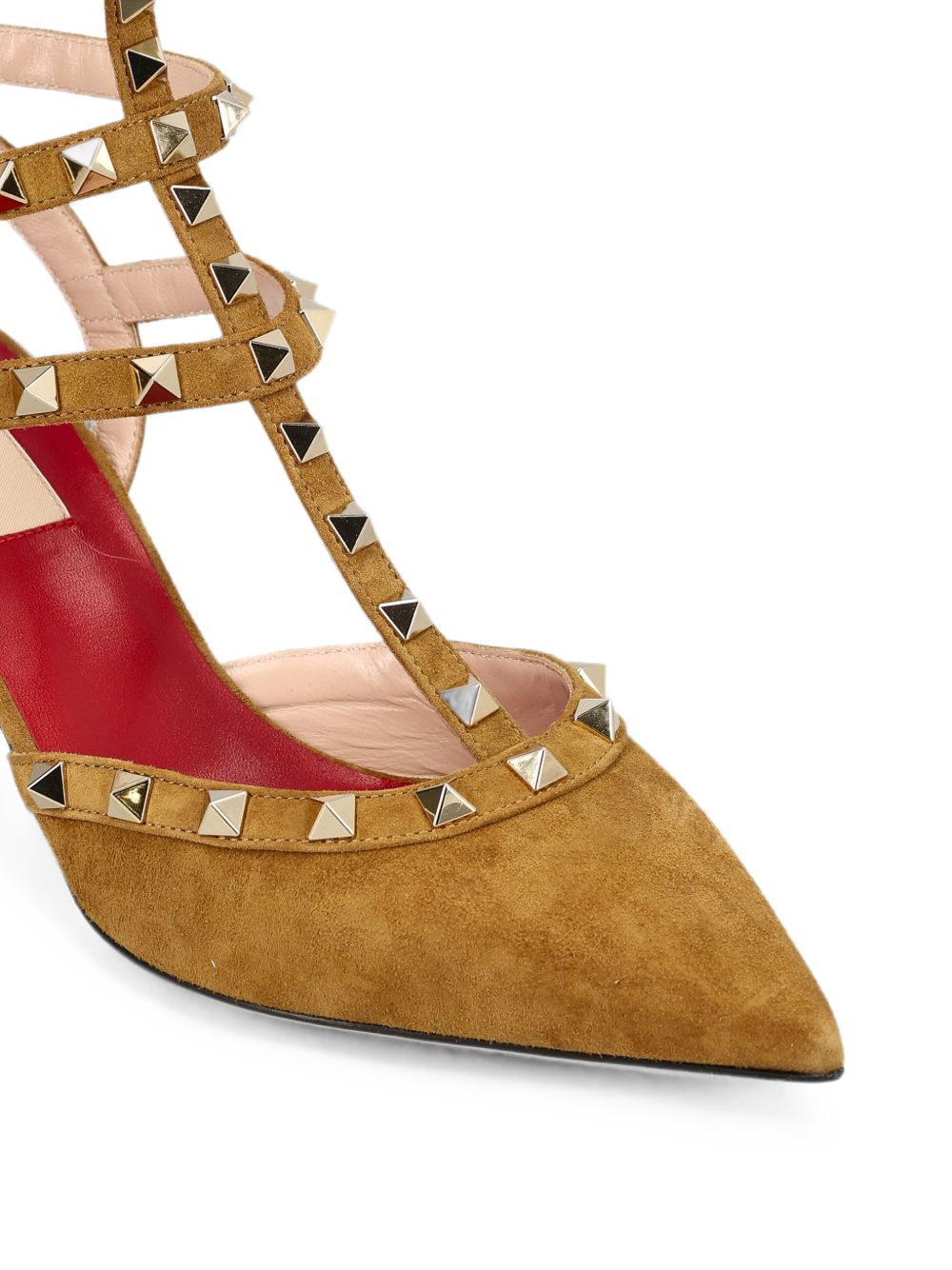 VALENTINO GARAVANI Rockstud Leather Pumps - Havana Beige