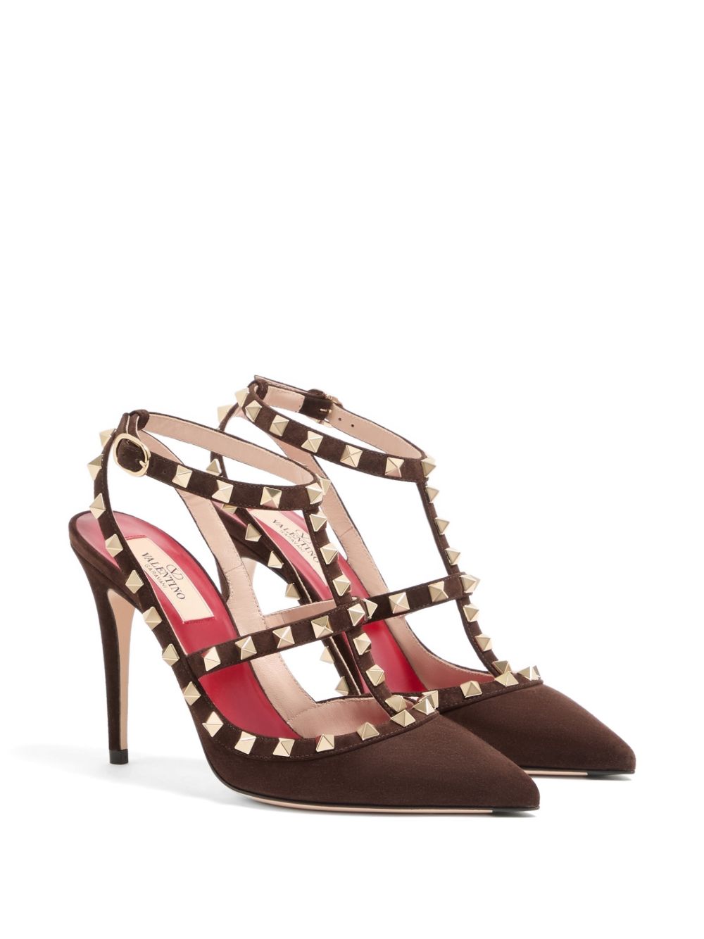 VALENTINO GARAVANI Rockstud Suede Pumps 10cm - Taupe