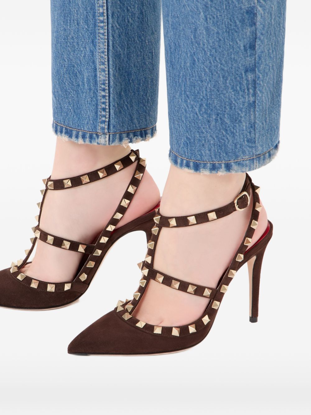 VALENTINO GARAVANI Rockstud Suede Pumps 10cm - Taupe