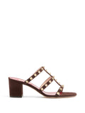 Valentino Garavani Rockstud Leather Sandals — Brown