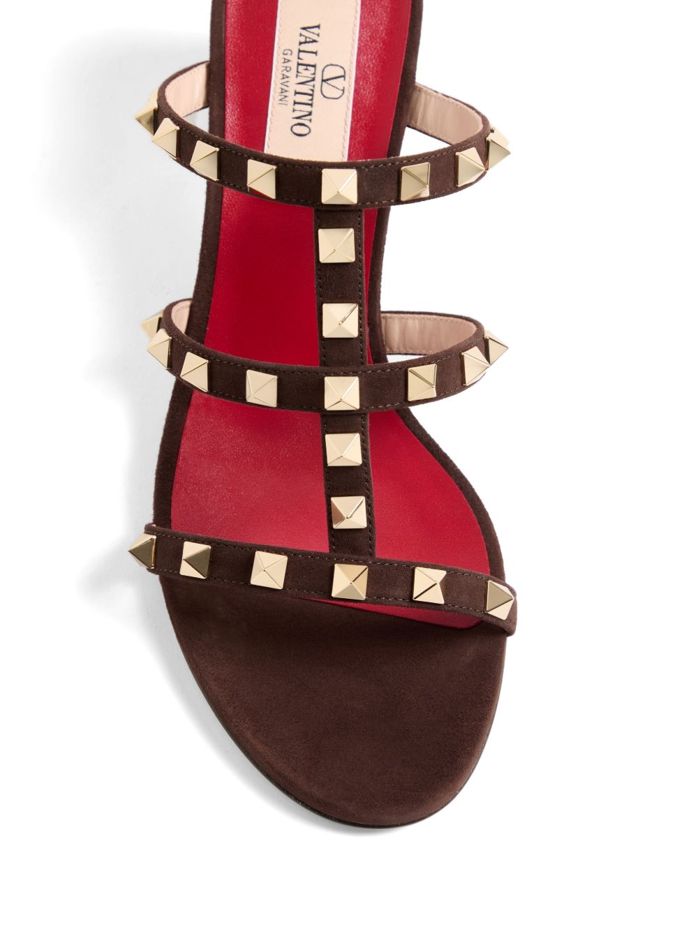 Valentino Garavani Rockstud Leather Sandals — Brown