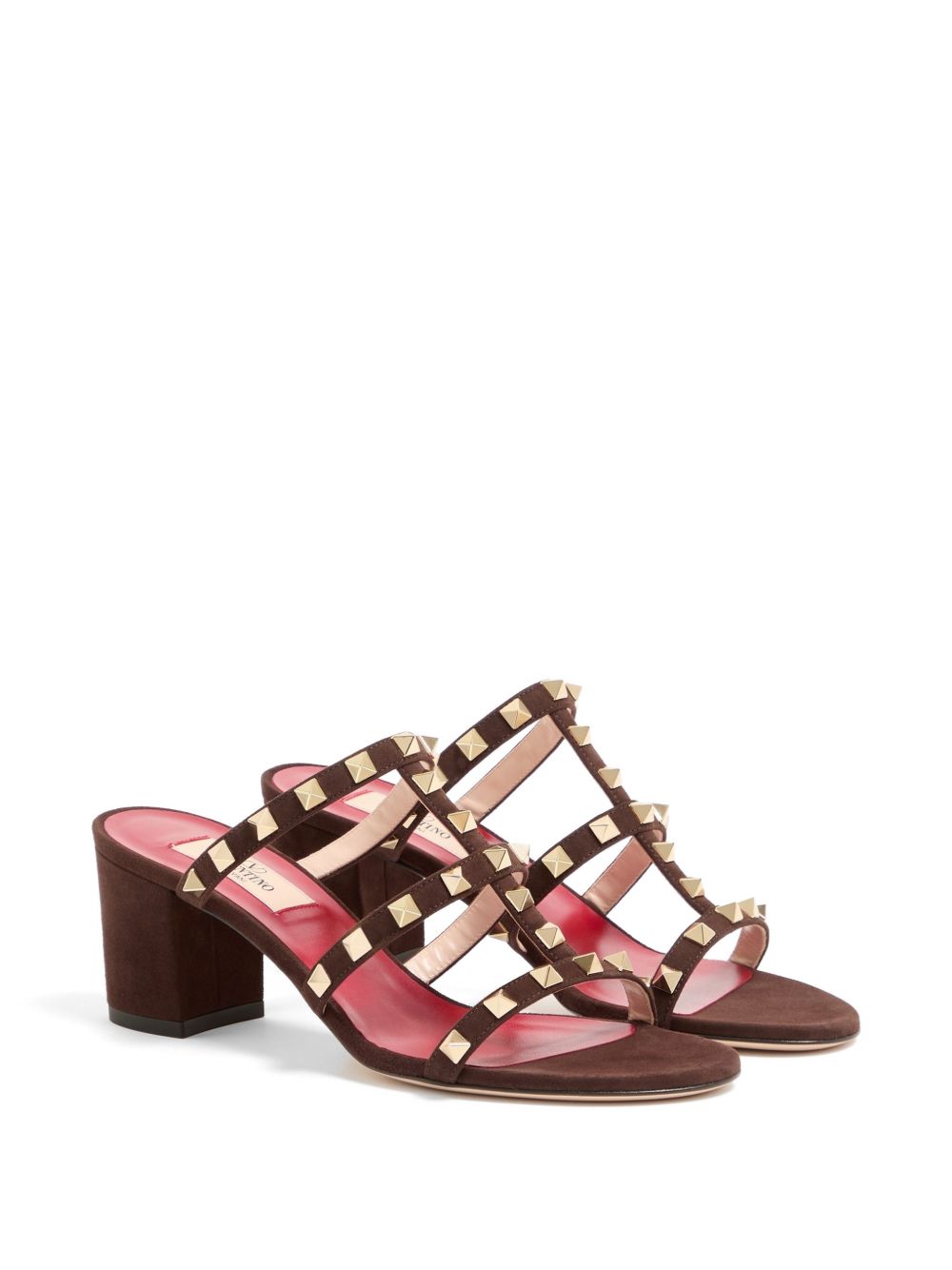 Valentino Garavani Rockstud Leather Sandals — Brown