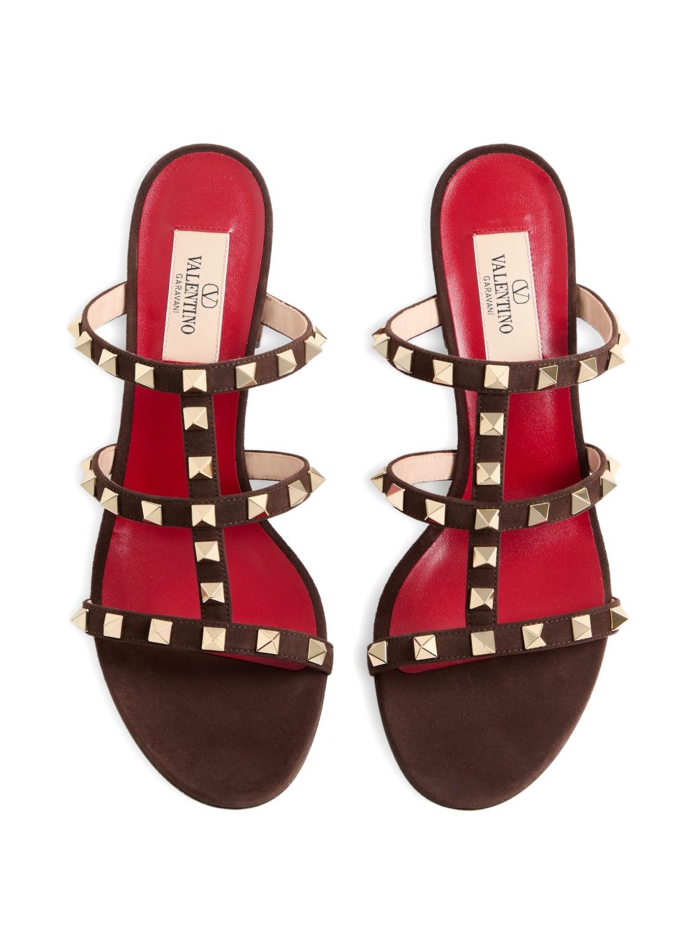 Valentino Garavani Rockstud Leather Sandals — Brown