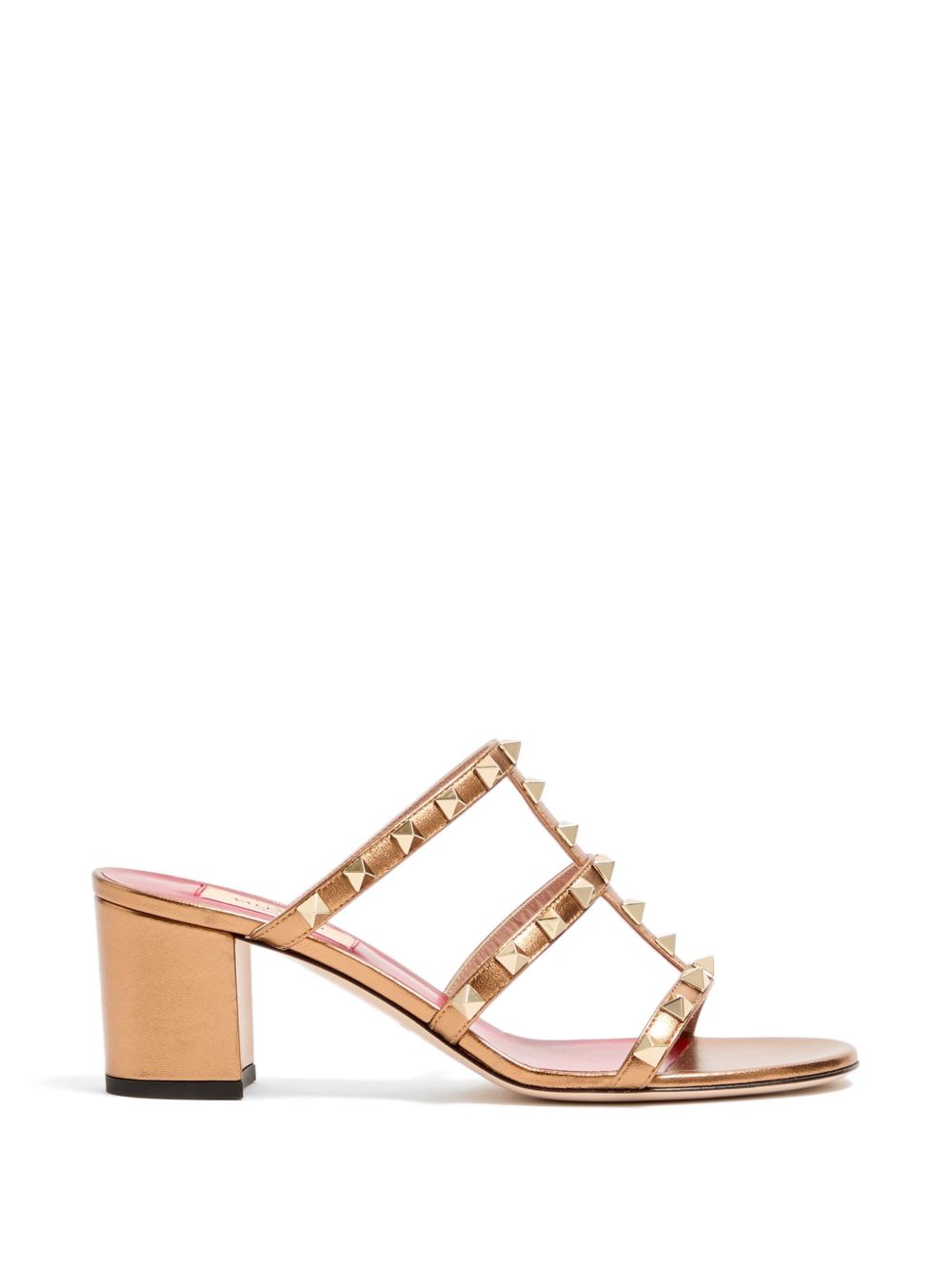 Valentino Garavani Rockstud Leather Sandals — Gold