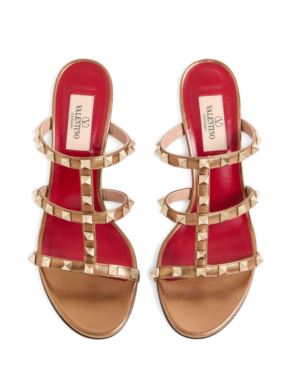Valentino Garavani Rockstud Leather Sandals — Gold