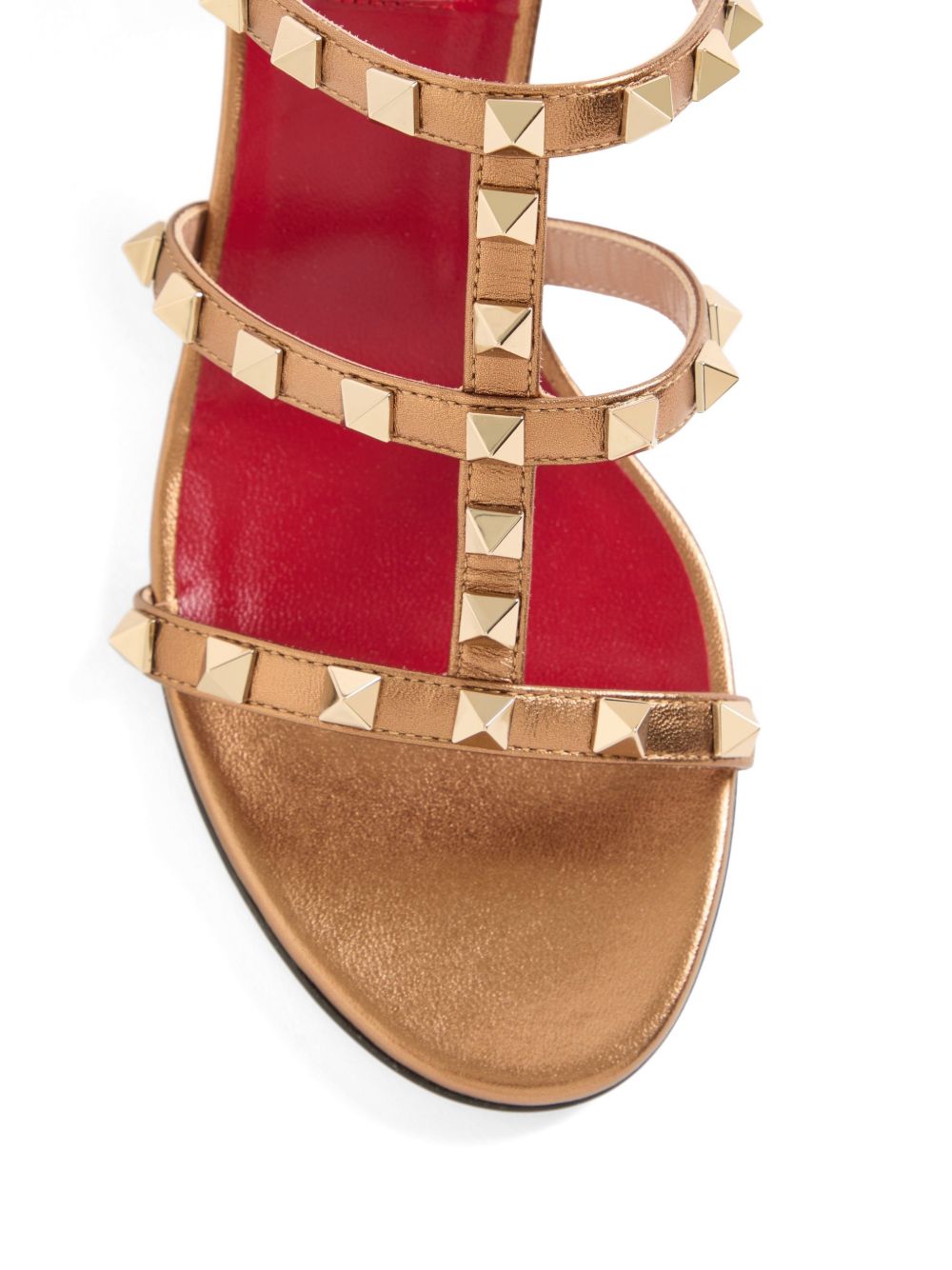 Valentino Garavani Rockstud Leather Sandals — Gold