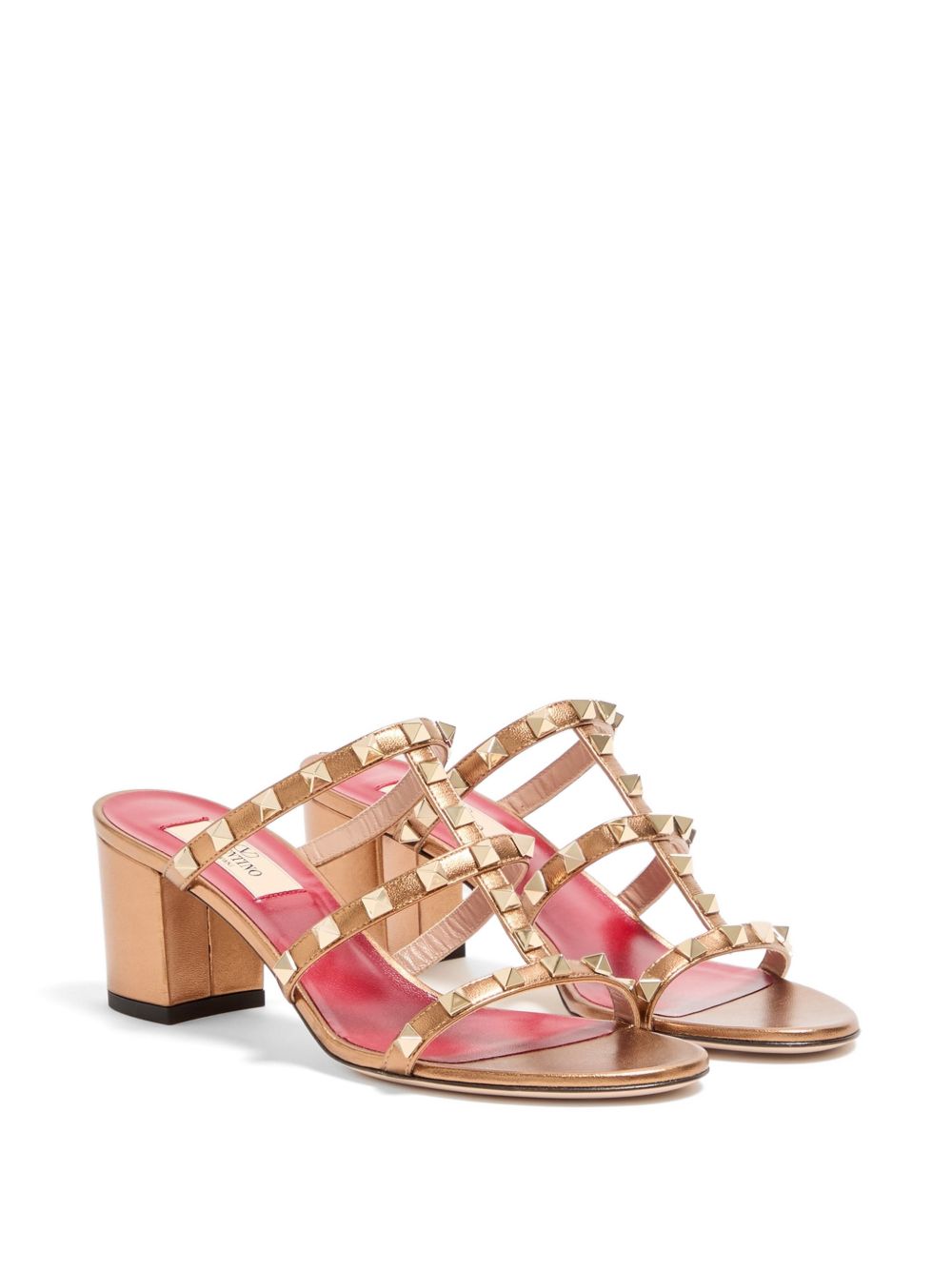 Valentino Garavani Rockstud Leather Sandals — Gold
