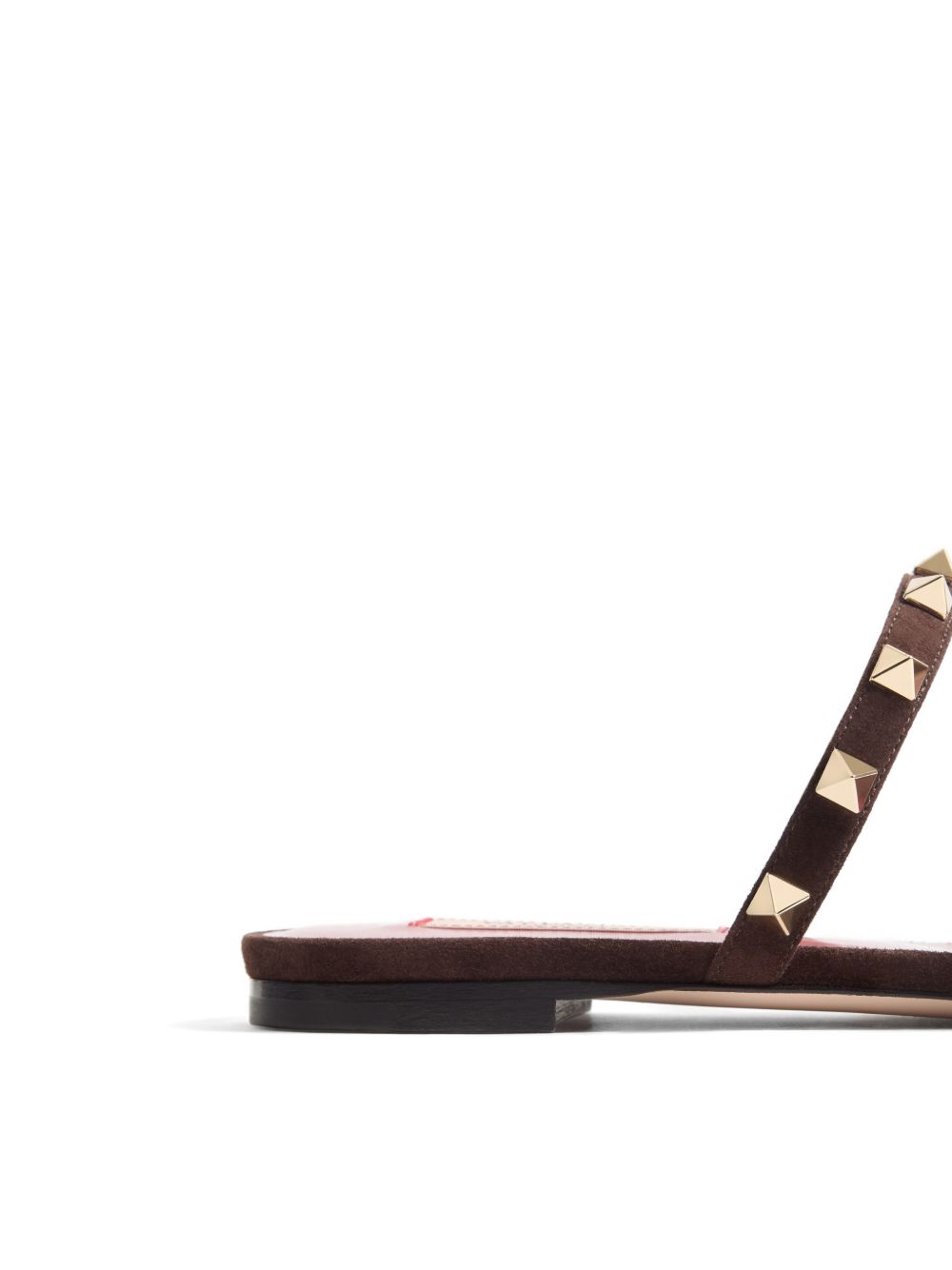 Valentino Garavani Rockstud Flat Leather Sandals — Brown