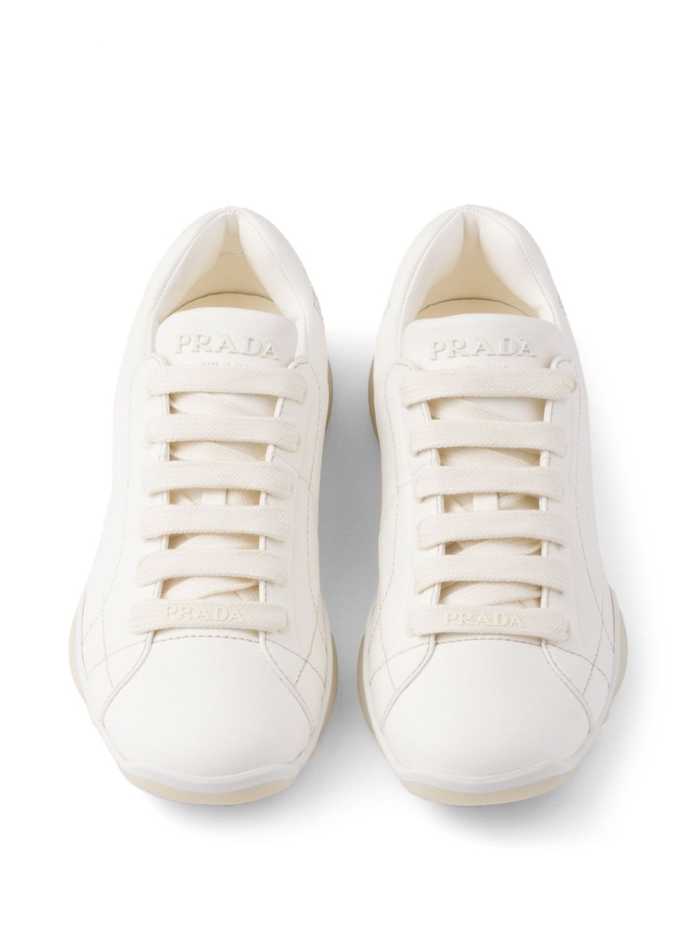 Prada Leather Sneakers — Light Beige