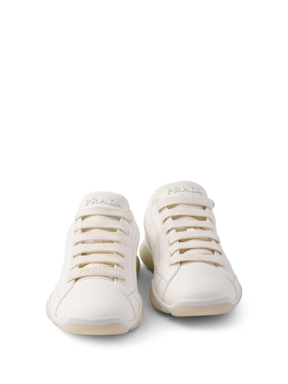 Prada Leather Sneakers — Light Beige