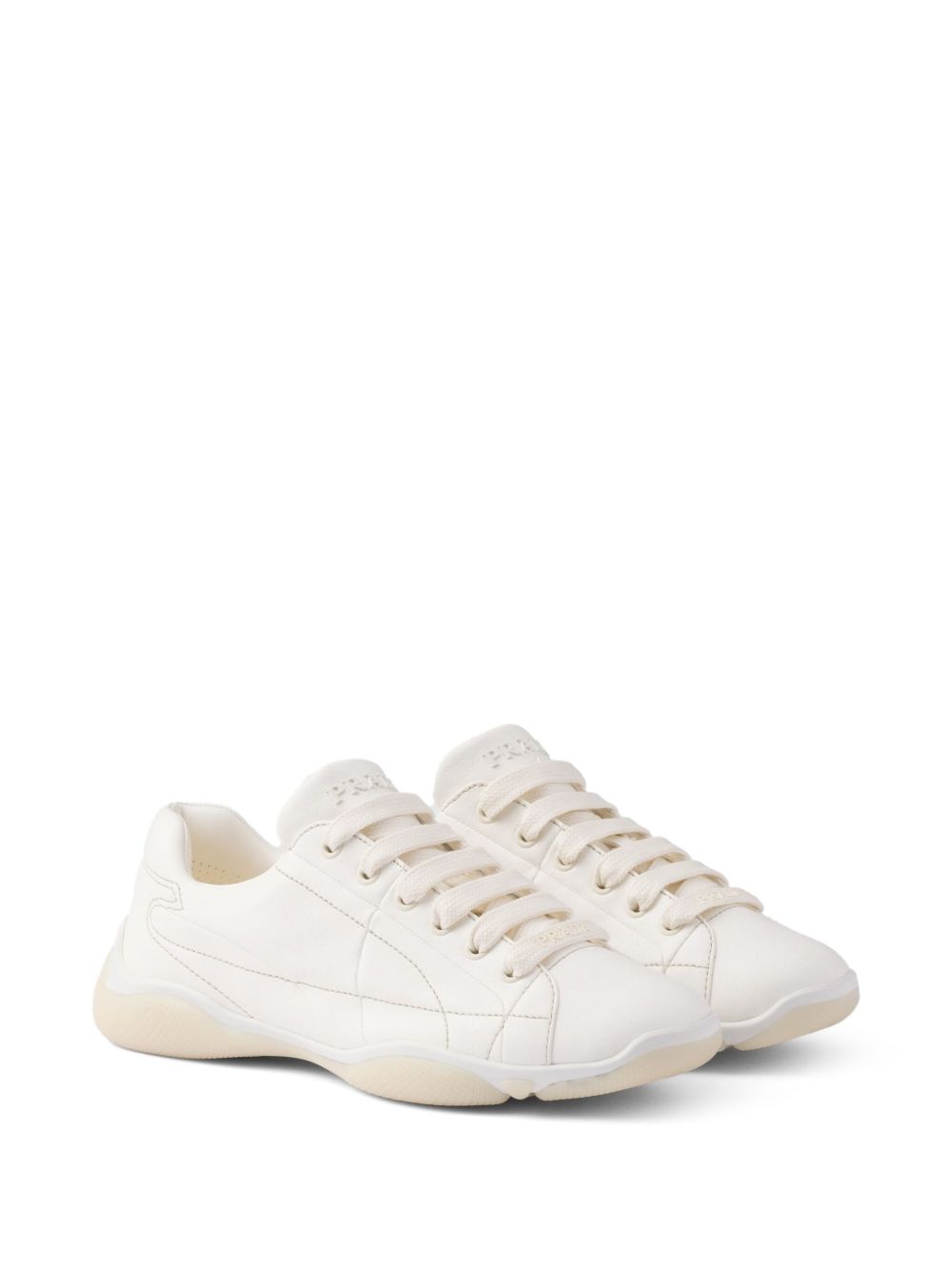 Prada Leather Sneakers — Light Beige