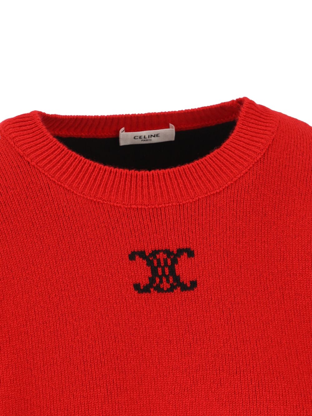 Celine Triomphe Cashmere Sweater — Red