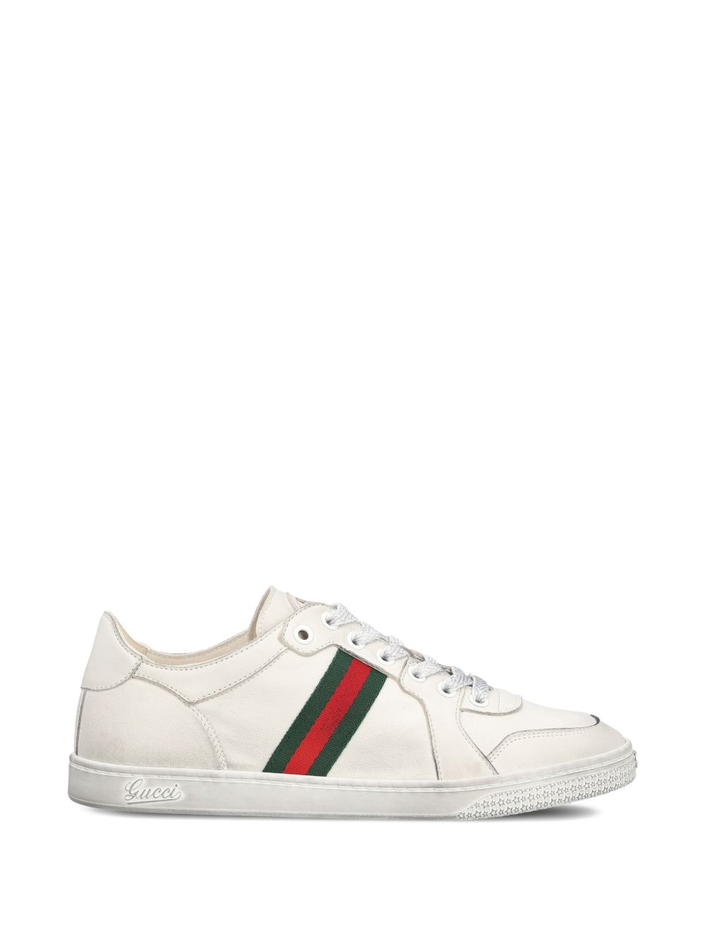 Gucci Stretch Leather Sneakers — White