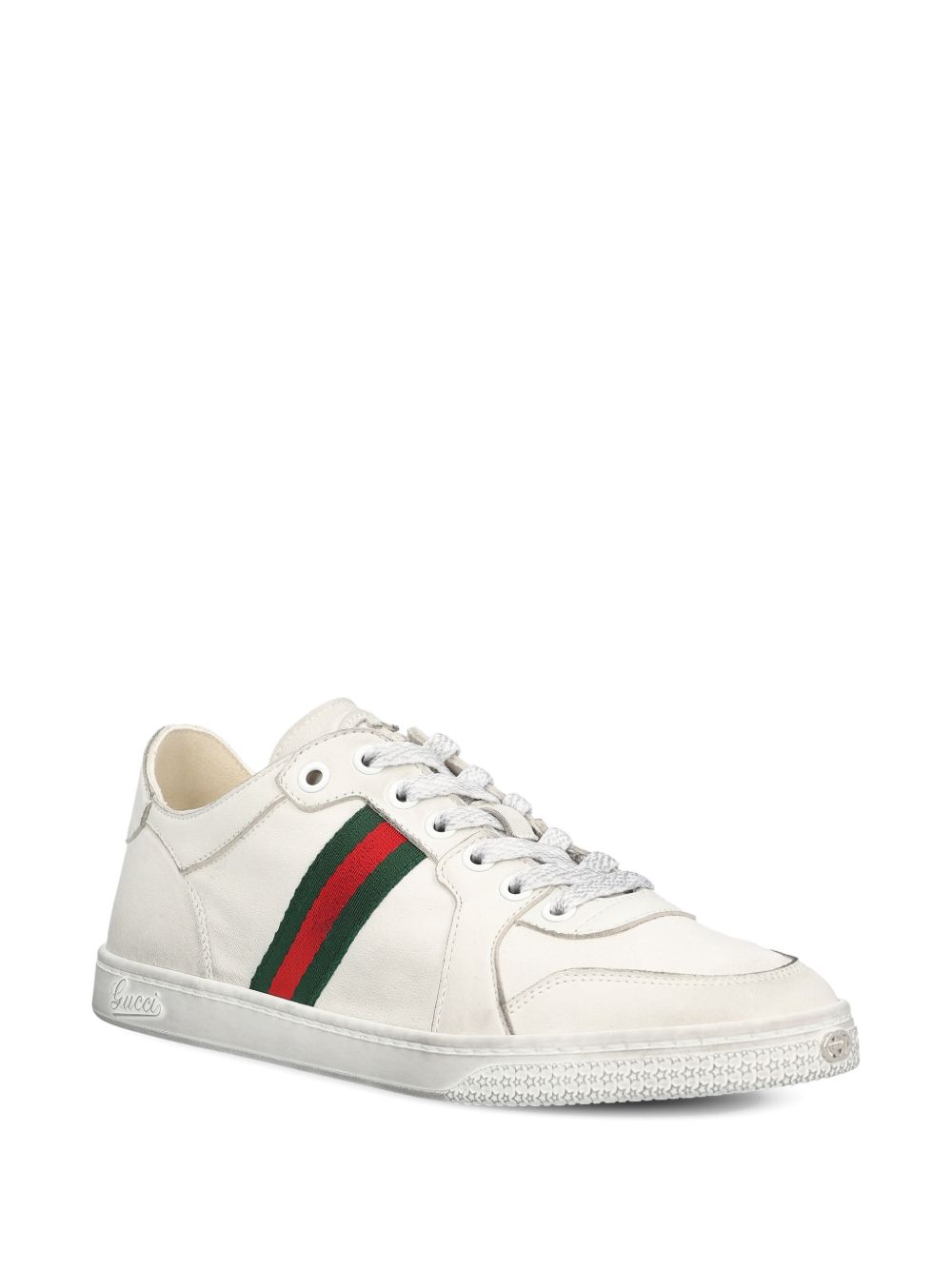 Gucci Stretch Leather Sneakers — White