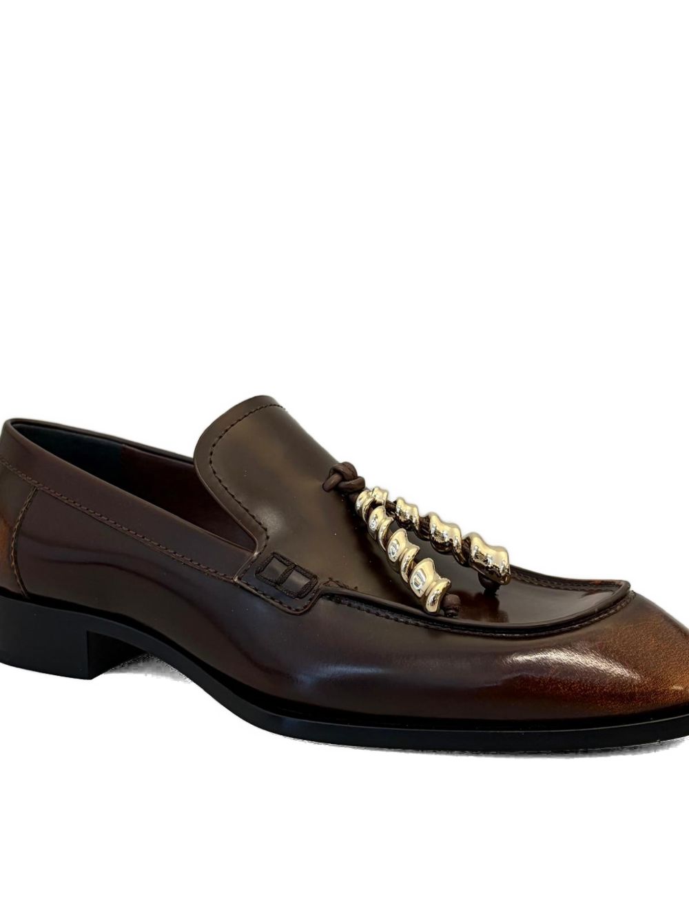 Loewe Edge Leather Loafers — Dark Brown