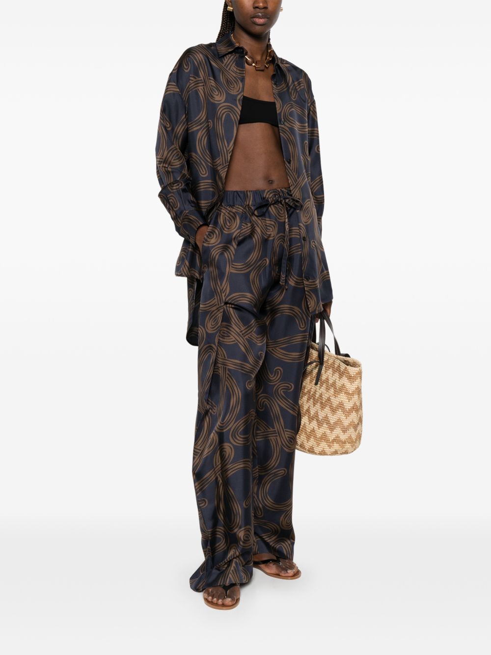 Loewe Paula's Ibiza Printed Silk Shirt — Blue