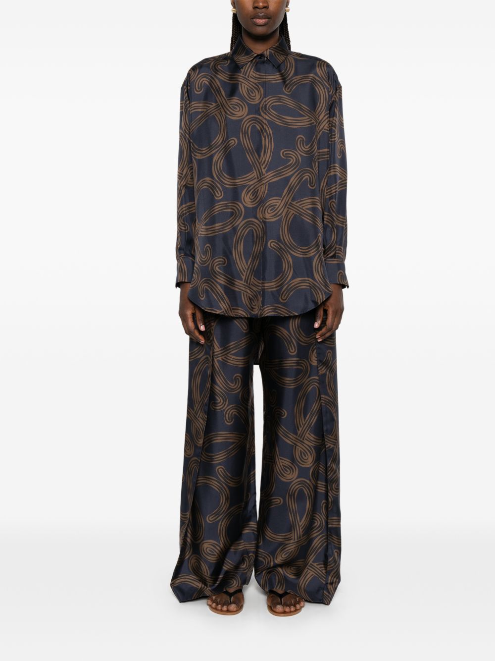 Loewe Paula's Ibiza Printed Silk Shirt — Blue