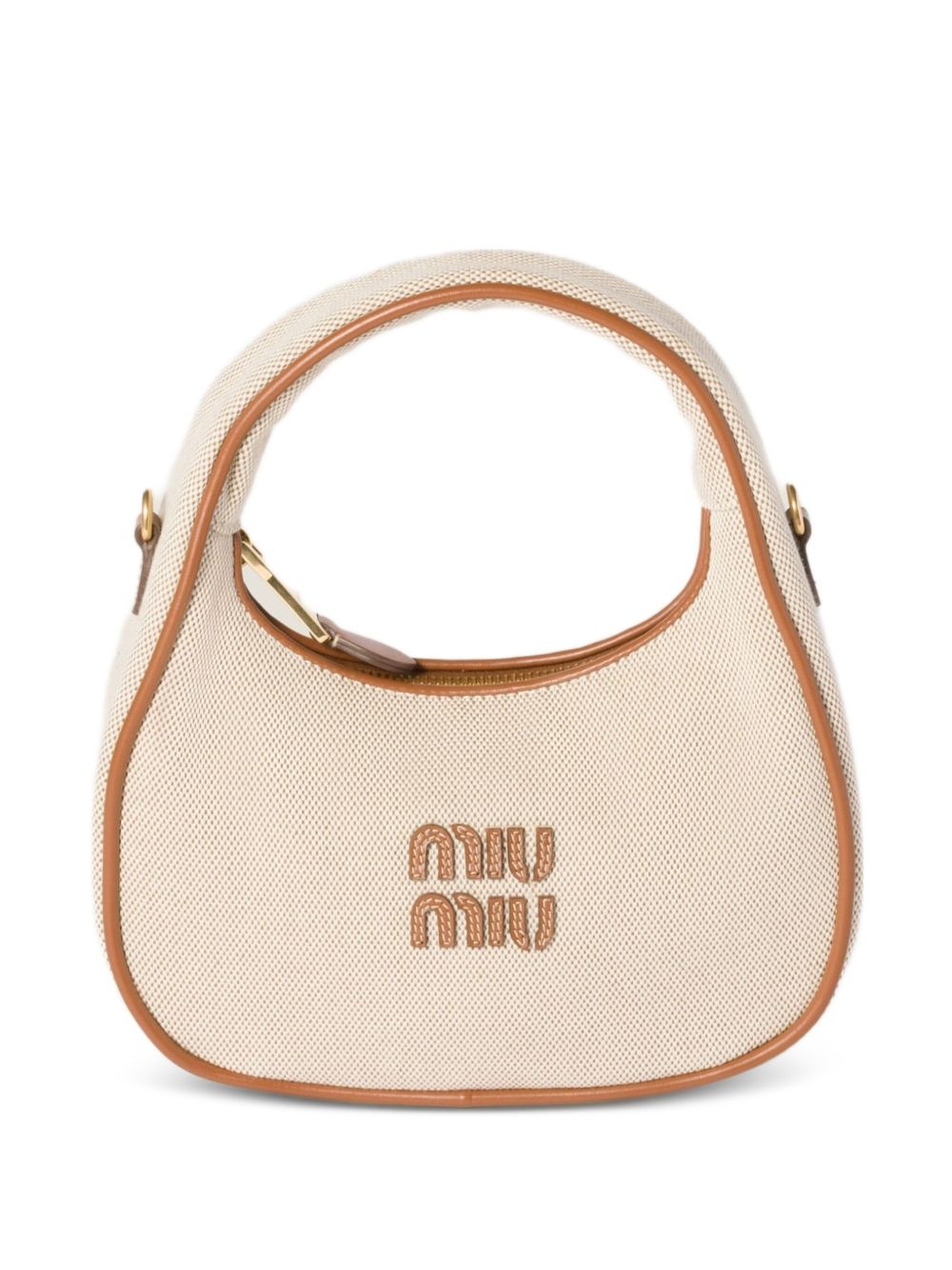 MIU MIU Small Wander Canvas and Leather Bag